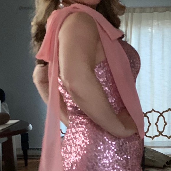 Pink and Silver Ombré Sequin Gown - Picture 4 of 5